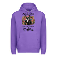 Purple life is better with a french bulldog Premium Hoodie - JahusDesignShop