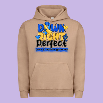 Down Right Perfect Down Syndrome Awareness Urban Hoodie Designed By Cowhidedigitalart
