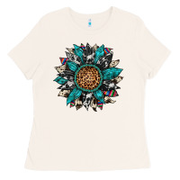 Bone cowhide leopard serape gemstone  sunflower Ladies Tee - Artiststas