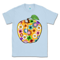 Dusty Blue colorful flora apple teacher Classic Tee - NancyCooperArtShop