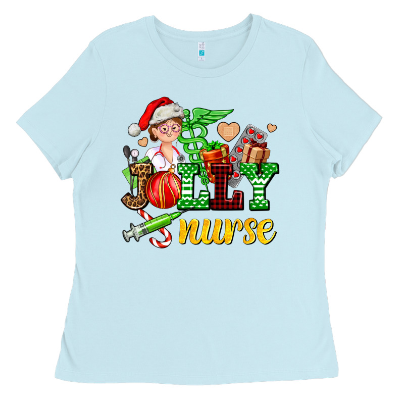 Jolly Nurse With Christmas Element Ladies Tee by AdoDesignShop | Teevron