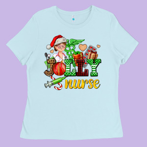 Jolly Nurse With Christmas Element Ladies Tee Designed By Adodesignshop