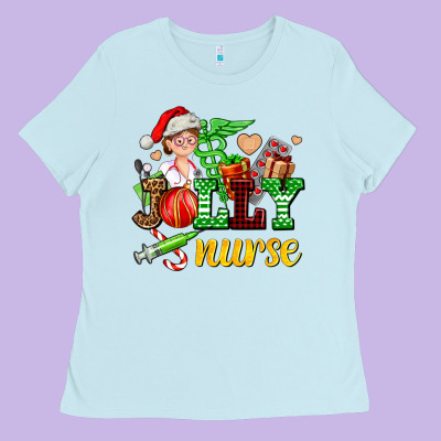 Jolly Nurse With Christmas Element Ladies Tee Designed By Adodesignshop