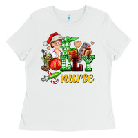 White jolly nurse with Christmas element Ladies Tee - AdoDesignShop