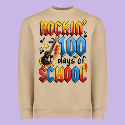 Rockin' 100 Days Of School Heavyweight Sweatshirt Designed By Artiststas