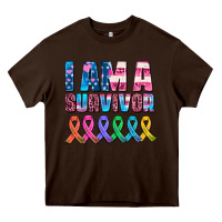 Chocolate Brown i am a survivor with all cancer ribbons Heavy Core Tee - AdoDesignShop
