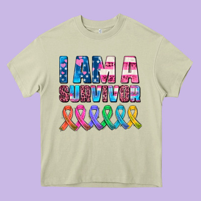 I Am A Survivor With All Cancer Ribbons Heavy Core Tee Designed By Adodesignshop