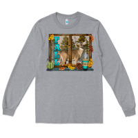 Heather Grey White Tailed Buck Fall Long Sleeve Tee - LillyAllenDesigns