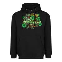 Black Happy St. Patrick's Day T-Rex Heavyweight Hoodie - HowdyJamesFarm