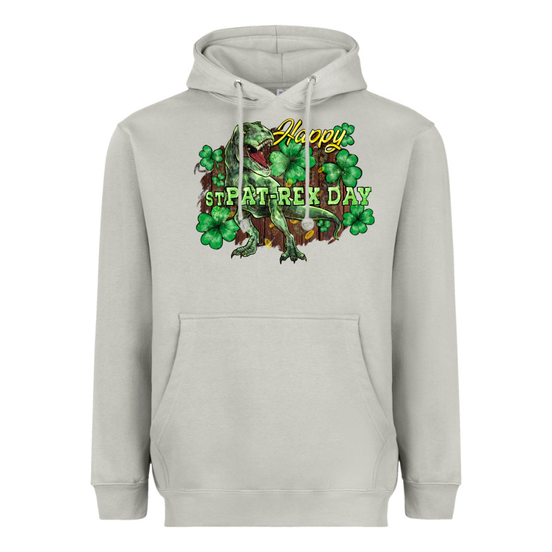 Happy St. Patrick's Day T-rex Heavyweight Hoodie by HowdyJamesFarm | Teevron