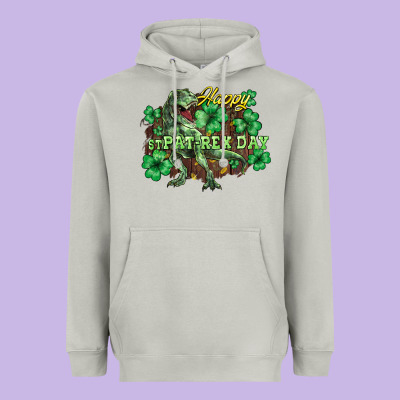 Happy St. Patrick's Day T-rex Heavyweight Hoodie Designed By Howdyjamesfarm