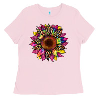Tie Dye Leopard Sunflower Ladies Tee | Teevron
