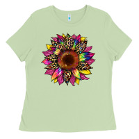 Matcha tie dye leopard sunflower Ladies Tee - Artiststas