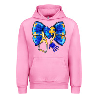 Fuchsia Pink Down Syndrome Ribbon Urban Hoodie - CowhideDigitalArt