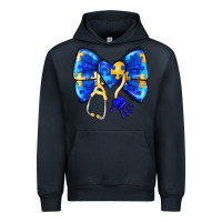 Navy Down Syndrome Ribbon Urban Hoodie - CowhideDigitalArt