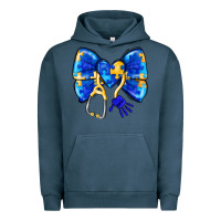 Pigment Midnight Navy Down Syndrome Ribbon Urban Hoodie - CowhideDigitalArt