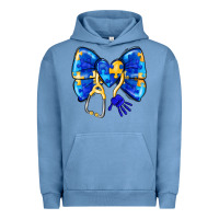 Pigment Pebble Blue Down Syndrome Ribbon Urban Hoodie - CowhideDigitalArt