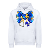 White Down Syndrome Ribbon Urban Hoodie - CowhideDigitalArt