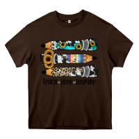 Chocolate Brown western pencils teach love inspire Heavy Core Tee - JahusDesignShop