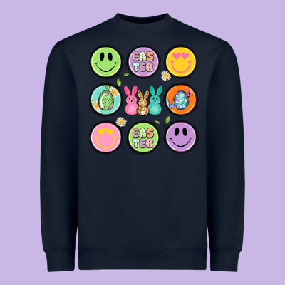 Easter Day Smiley Faces Heavyweight Sweatshirt Designed By Artiststas