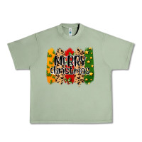Oil Green merry christmas brushstrokes Urban Heavy Tee - MaliasSmallBusiness