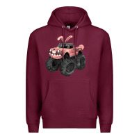 Burgundy Easter monster truck Easter Day Premium Hoodie - HowdyJamesFarm