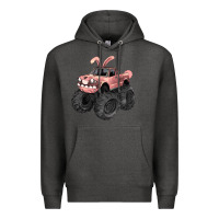 Charcoal Heather Easter monster truck Easter Day Premium Hoodie - HowdyJamesFarm