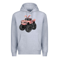 Heather Grey Easter monster truck Easter Day Premium Hoodie - HowdyJamesFarm