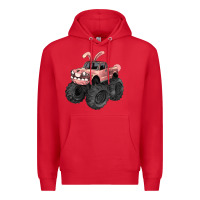 Red Easter monster truck Easter Day Premium Hoodie - HowdyJamesFarm
