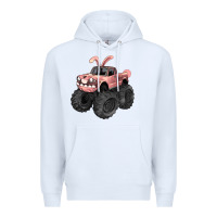 White Easter monster truck Easter Day Premium Hoodie - HowdyJamesFarm