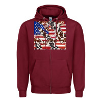 Burgundy cowhide amerikan flag Zipper Hoodie - TumblerDesignByShophia