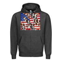 Charcoal Heather cowhide amerikan flag Zipper Hoodie - TumblerDesignByShophia