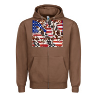 Chestnut cowhide amerikan flag Zipper Hoodie - TumblerDesignByShophia