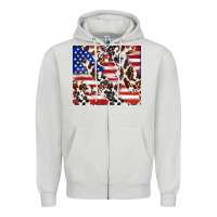 Dove Grey cowhide amerikan flag Zipper Hoodie - TumblerDesignByShophia