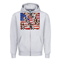 Heather Grey cowhide amerikan flag Zipper Hoodie - TumblerDesignByShophia