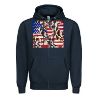 Navy cowhide amerikan flag Zipper Hoodie - TumblerDesignByShophia