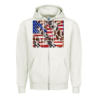 Oatmeal Heather cowhide amerikan flag Zipper Hoodie - TumblerDesignByShophia