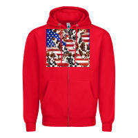 Red cowhide amerikan flag Zipper Hoodie - TumblerDesignByShophia