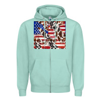 Seafoam cowhide amerikan flag Zipper Hoodie - TumblerDesignByShophia