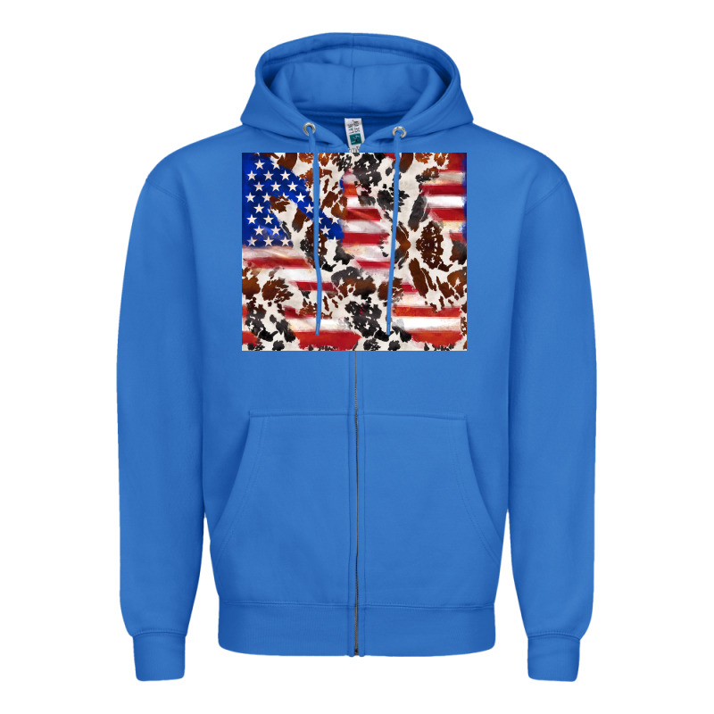 Cowhide Amerikan Flag Zipper Hoodie by TumblerDesignByShophia | Teevron
