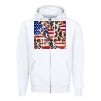 White cowhide amerikan flag Zipper Hoodie - TumblerDesignByShophia