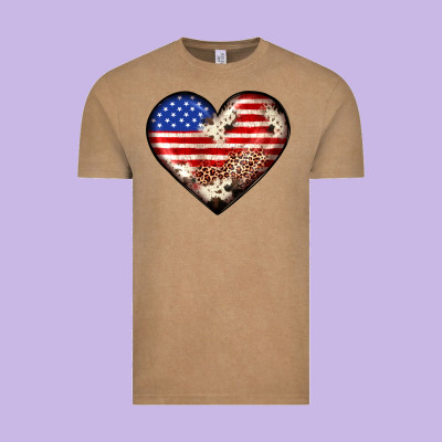 Western Usa Flag Heart Vintage Tee Designed By Jahusdesignshop