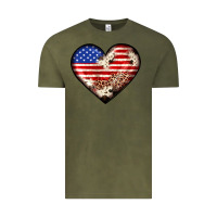 Vintage Olive western usa flag heart Vintage Tee - JahusDesignShop