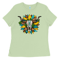 Matcha bull skull gemstone cactus leopard sunflower Ladies Tee - Artiststas