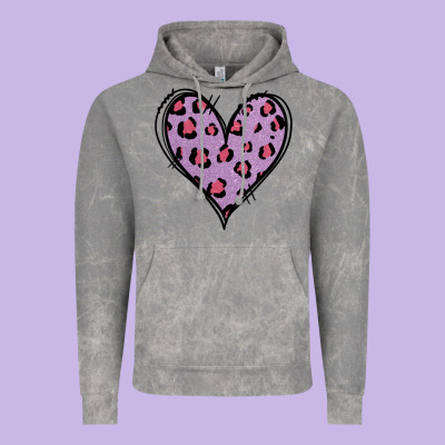 Glitter Purple Leopard Heart Vintage Hoodie Designed By Jasminsmagicworld
