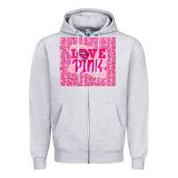 Heather Grey love pink Zipper Hoodie - TumblerDesignByShophia