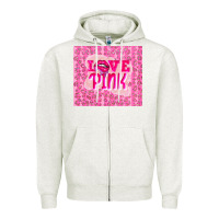 Oatmeal Heather love pink Zipper Hoodie - TumblerDesignByShophia