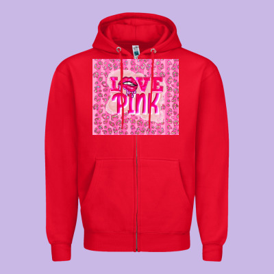 Love Pink Zipper Hoodie Designed By Tumblerdesignbyshophia