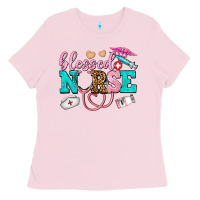 Bubblegum Pink blessed nurse Ladies Tee - AdoDesignShop
