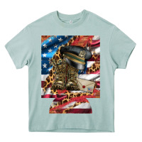 Arona usa flag and leopard with boots 12 oz regular can cooler Heavy Core Tee - Artiststas